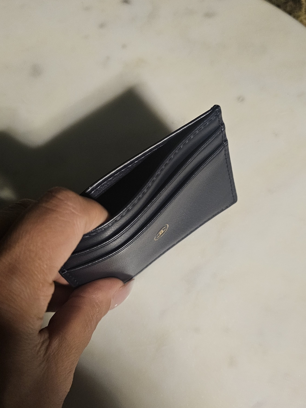 Chanel BLEU Navy Leather Card Holder - Picture 4 of 5